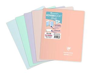 Clairefontaine 951881C Un Cahier Agrafé Koverbook Blush - 17x22 cm - 96 Pages Lignées avec Marge - Papier Blanc 90 g - Couverture Polypro Opaque - Couleur Aléatoire