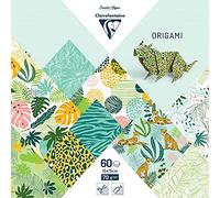 Clairefontaine 95353C - 60 Feuilles de Papier Origami 70g/m², Format 15x15cm, 30 Motifs Colorés Assortis (2 feuilles par motif), Loisirs Créatifs Adultes et Enfants, Collection Fraîcheur Exotique