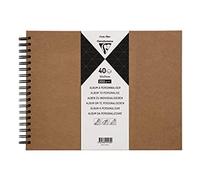 Clairefontaine 95430C - Album à Personnaliser 40 Feuilles 32x24 cm - Papier Kraft Épais 200g m² - Couverture Rigide Kraft - Spirale noire - Loisirs Créatifs, DIY, Scrapbooking