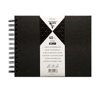 Clairefontaine 95438C - Album à Personnaliser 40 Feuilles 21x16 cm - Papier Noir Épais 185g m² - Couverture Rigide Noire - Spirale noire - Loisirs Créatifs, DIY, Scrapbooking