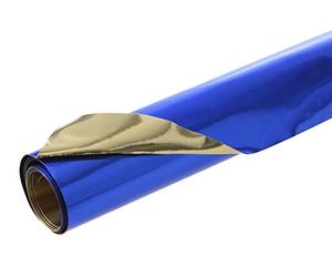 Clairefontaine 95513C - Rouleau de Papier Aluminium double face 90g/m² - Format 80x50 cm - Papier Brillant et Maniable - Loisirs Créatifs - Activités de Travaux Manuels et Décoration - Coloris Bleu
