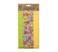 Clairefontaine 95541C - Paquet de 6 feuilles de Papier de Soie Imprimée - Format 50x75 cm - 2 Feuilles Motif Fleurs + 2 Feuilles Jaune Citron + 2 Feuilles Vert Pomme - Assortiment Pâques
