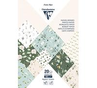 Clairefontaine 95545C - Bloc de 20 Feuilles à Motifs Romantiques Format A4 (21x29,7cm) 160g/m² + 2 planches d'étiquettes à découper + Idée Créative - Papier Scrapbooking Loisirs Créatifs