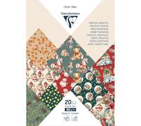 Clairefontaine 95549C - Bloc de 20 Feuilles à Motifs Souvenirs de Noël Format A4 (21x29,7cm) 160g/m² - 2 planches d'étiquettes à découper - Idée Créative - Papier Scrapbooking Loisirs Créatifs