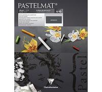 Clairefontaine 96004C Bloc Collé Pastelmat n°6 - 12 Feuilles Carte Spéciale pour Pastels Secs - 24x30 cm 360g - Anthracite - Intercalaires en Papier Cristal