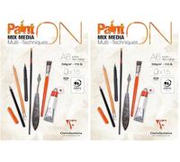 Clairefontaine 960060C Bloc Encollé PaintON Multi-techniques A6 10,5x14,8 cm 250g - 15 Feuilles Papier Dessin Multi-techniques au Grain Très Léger - Blanc (Lot de 2)