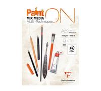 Bloc Papier dessin Clairefontaine Multi-technique Paint'On A6 15 feuilles Blanc Blanc G