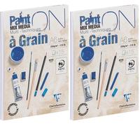 Clairefontaine 960063C Bloc Collé PaintON Multi-techniques à Grain A6 10,5x14,8 cm 250g - 15 Feuilles Papier Dessin Multi-techniques au Grain Prononcé - Blanc (Lot de 2)