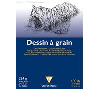 Clairefontaine Bloc encollé 96026C papier dessin grain marqué 20 feuilles 27x36 cm 224 g