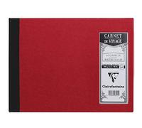 Clairefontaine 96041C - Un carnet de voyage 120 pages de papier dessin aquarelle grain torchon 14,8x21 cm 180g, couverture toilée, Rouge