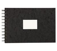 Clairefontaine 96060C - Un carnet de voyage à spirale 40 pages de papier dessin grain torchon 14,8x21 cm 300g, couverture grain cuir, Noir