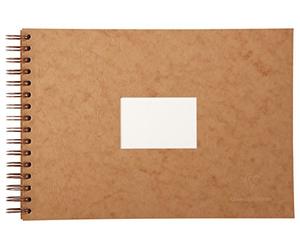 Clairefontaine 96065C - Un carnet de voyage à spirale 40 pages de papier dessin grain torchon 21x29,7 cm 300g, couverture grain cuir, havane