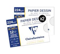 Clairefontaine 96156AMZC Lot 2 Pochettes Dessin à Grain A4 224g