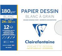 Clairefontaine Pochette dessin à grain 96175C 24x32 cm 12 feuilles 180 g Blanc
