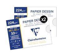 Clairefontaine 96186AMZC Lot 2 Pochettes Dessin à Grain A3 224g