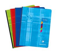 Clairefontaine 9626C Un Cahier de Texte Brochure Dos Toilé - 17x22cm - 144 Pages Grands Carreaux avec Touches de Couleurs Détachables - Papier Blanc 90g - Couverture Carte Pelliculée Couleur Aléatoire