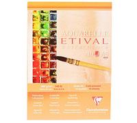 Clairefontaine 96304C Bloc Encollé Etival - 10 Feuilles Papier Aquarelle Blanc 100% Cellulose Grain Fin Qualité Étude A5 14,8x21 cm 300g
