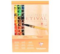 Clairefontaine 96305C Bloc Encollé Etival - 10 Feuilles Papier Aquarelle Blanc 100% Cellulose Grain Fin Qualité Étude A4 21x29,7 cm 300g