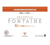 Clairefontaine 96346C Bloc Encollé 4 Côtés Fontaine - 20 Feuilles Papier Aquarelle Blanc 100% Coton Grain Satiné Qualité Professionnelle 36x51 cm 300g