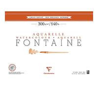Clairefontaine 96347C Bloc Encollé 4 Côtés Fontaine - 20 Feuilles Papier Aquarelle Blanc 100% Coton Grain Satiné Qualité Professionnelle 46x61 cm 300g