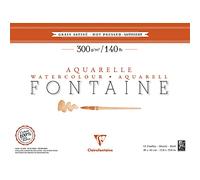 Clairefontaine 96351C Bloc Encollé 1 Côté Fontaine - 12 Feuilles Papier Aquarelle Blanc 100% Coton Grain Satiné Qualité Professionnelle 30x40 cm 300g