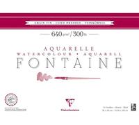 Clairefontaine 96359C Bloc Encollé 4 Côtés Fontaine - 10 Feuilles Papier Aquarelle Blanc 100% Coton Grain Fin Qualité Professionnelle 36x48 cm 640g