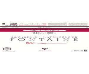 Clairefontaine 96372C Paquet de Feuilles Fontaine - 5 Feuilles Papier Aquarelle Blanc Bords Frangés 100% Coton Grain Fin Qualité Professionnelle 75x105 cm 640g