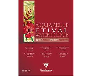 Clairefontaine 96374C - Un bloc encollé 1 côté de papier dessin Etival grain classic 10 feuilles 21x29,7 cm 200g, Blanc