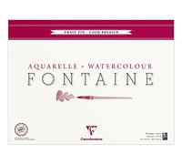 Clairefontaine 96417C Bloc Encollé 4 Côtés Fontaine - 25 Feuilles Papier Aquarelle Blanc 100% Coton Grain Fin Qualité Professionnelle 42x56 cm 300g