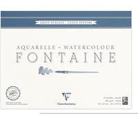 Clairefontaine 96422C Bloc Encollé 4 Côtés Fontaine - 15 Feuilles Papier Aquarelle Blanc 100% Coton Grain Nuageux Qualité Professionnelle 30x40 cm 300g