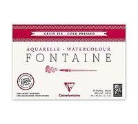 Clairefontaine 96436C Bloc Encollé 4 Côtés Fontaine - 25 Feuilles Papier Aquarelle Blanc 100% Coton Grain Fin Qualité Professionnelle 10x15 cm 300g