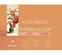 Clairefontaine 96474C Bloc Encollé 4 Côtés Etival - 25 Feuilles Papier Aquarelle Blanc 100% Cellulose Grain Fin Qualité Étude 42x56 cm 300g