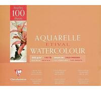 Clairefontaine Bloc encollé Etival 96475C – Papier aquarelle 300 g 24x30 cm grain fin 100 feuilles