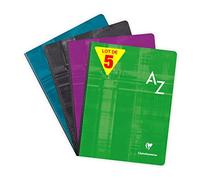 Clairefontaine 9649Cpack Lot de 5 Répertoires Brochures Dos Toilé - 17x22 cm - 192 Pages Petits Carreaux - Papier Blanc 90 g - Couverture Carte Pelliculée - Couleurs Aléatoires