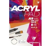 Clairefontaine 96510C - Bloc Collé Acrylpad A5 14,8x21 cm 285g - 15 Feuilles Papier Acrylique Blanc Naturel avec une Surface Presque Lisse - Idéal pour l'Acrylique et la Gouache