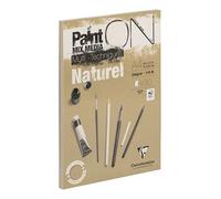 Clairefontaine 96540C Bloc Collé PaintON Multi-techniques - 30 Feuilles Papier Dessin Multi-techniques au Grain Légèrement Rugueux - Naturel - A4 21x29,7 cm 250g