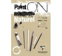 Clairefontaine Bloc collé PaintON Multi-techniques – 30 feuilles Papier dessin 250 g Naturel A3
