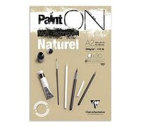Clairefontaine 96543C Bloc Collé PaintON Multi-techniques - 30 Feuilles Papier Dessin Multi-techniques au Grain Légèrement Rugueux - Naturel - A2 42x59,4 cm 250g