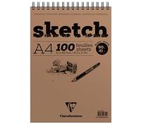Clairefontaine Bloc spiralé 96604C – Papier Sketch, 100 feuilles détachables A4 21x29,7 cm 90 g