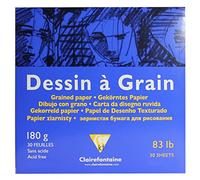 Clairefontaine 96638C Bloc Encollé Papier Dessin à Grain - 30 Feuilles Papier Dessin au Grain Marqué - 29,7x29,7 cm 180g - Idéal pour le Dessin et Croquis au Crayon, Feutre et Fusain