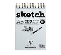 Clairefontaine 96646C Bloc Spiralé en-tête Papier Sketch - 100 Feuilles Papier Dessin Ivoire au Grain Très Léger - Feuilles Détachables - A5 14,8x21 cm 90g