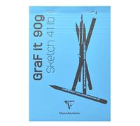 Clairefontaine 96669C Bloc Agrafé GraF'it - 80 Feuilles Papier Dessin Croquis Uni - Feuilles Détachables - A6 10,5x14,8 cm 90g - Couverture Bleu Ciel
