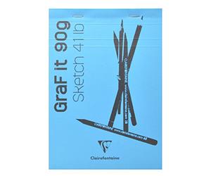 Clairefontaine 96669C Bloc Agrafé GraF'it - 80 Feuilles Papier Dessin Croquis Uni - Feuilles Détachables - A6 10,5x14,8 cm 90g - Couverture Bleu Ciel