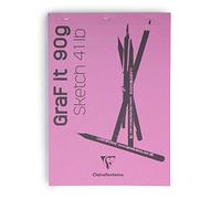 Clairefontaine 96671C Bloc Agrafé GraF'it - 80 Feuilles Papier Dessin Croquis Uni - Feuilles Détachables - A5 14,8x21 cm 90g - Couverture Rose