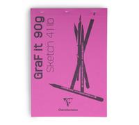 Clairefontaine 96680C Bloc Agrafé GraF'it - 80 Feuilles Papier Dessin Croquis Uni - Feuilles Détachables - A4 21x29,7 cm 90g - Couverture Rose