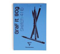 Clairefontaine 96681C Bloc Agrafé GraF'it - 80 Feuilles Papier Dessin Croquis Uni - Feuilles Détachables - A4 21x29,7 cm 90g - Couverture Bleu Ciel