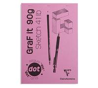 Clairefontaine 96692C Bloc Agrafé GraF'it - 80 Feuilles Papier Dessin Croquis - Réglure pointillés DOT - Feuilles Détachables - A4 21x29,7 cm 90g - Couverture Rose