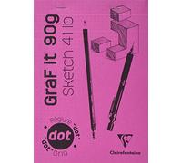 Clairefontaine 96695C Bloc Agrafé GraF'it - 80 Feuilles Papier Dessin Croquis - Réglure pointillés DOT - Feuilles Détachables - A5 14,8x21 cm 90g - Couverture Rose