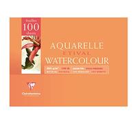 Clairefontaine 96788C - Bloc Encollé 2 Côtés Etival - 100 Feuilles Papier Aquarelle Blanc 100% Cellulose Grain Fin Qualité Étude 30x40 cm 300g