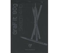 Clairefontaine 96841C Bloc Agrafé GraF'it - 80 Feuilles Papier Dessin Croquis Uni - Feuilles Détachables - A4 21x29,7 cm 90g - Couverture Noire